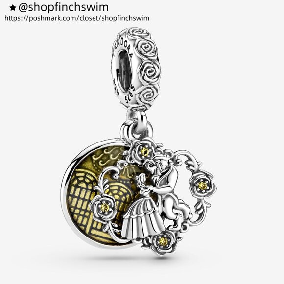 Pandora Disney Beauty and the Beast Dancing Dangle Charm - Picture 1 of 5